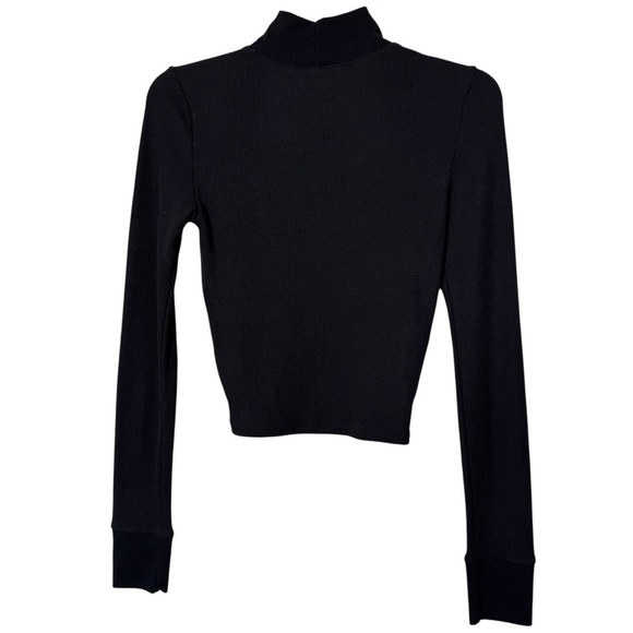 American Eagle Ribbed Mock Neck Long Sleeve Black Top Size S - Picture 3 of 6